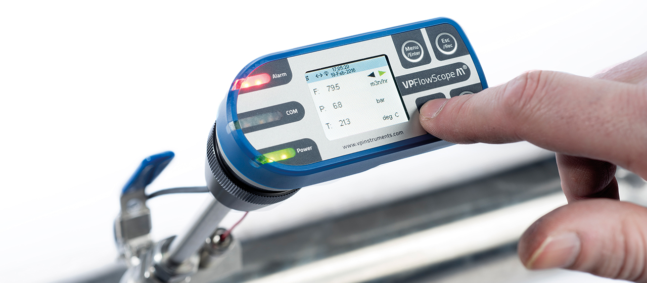 Strumento per la misura di portata, pressione e temperatura di aria compressa